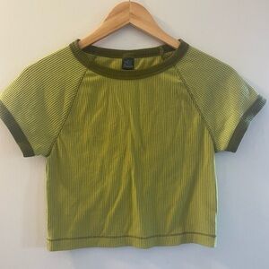 Green Ribbed Short Sleeve Top